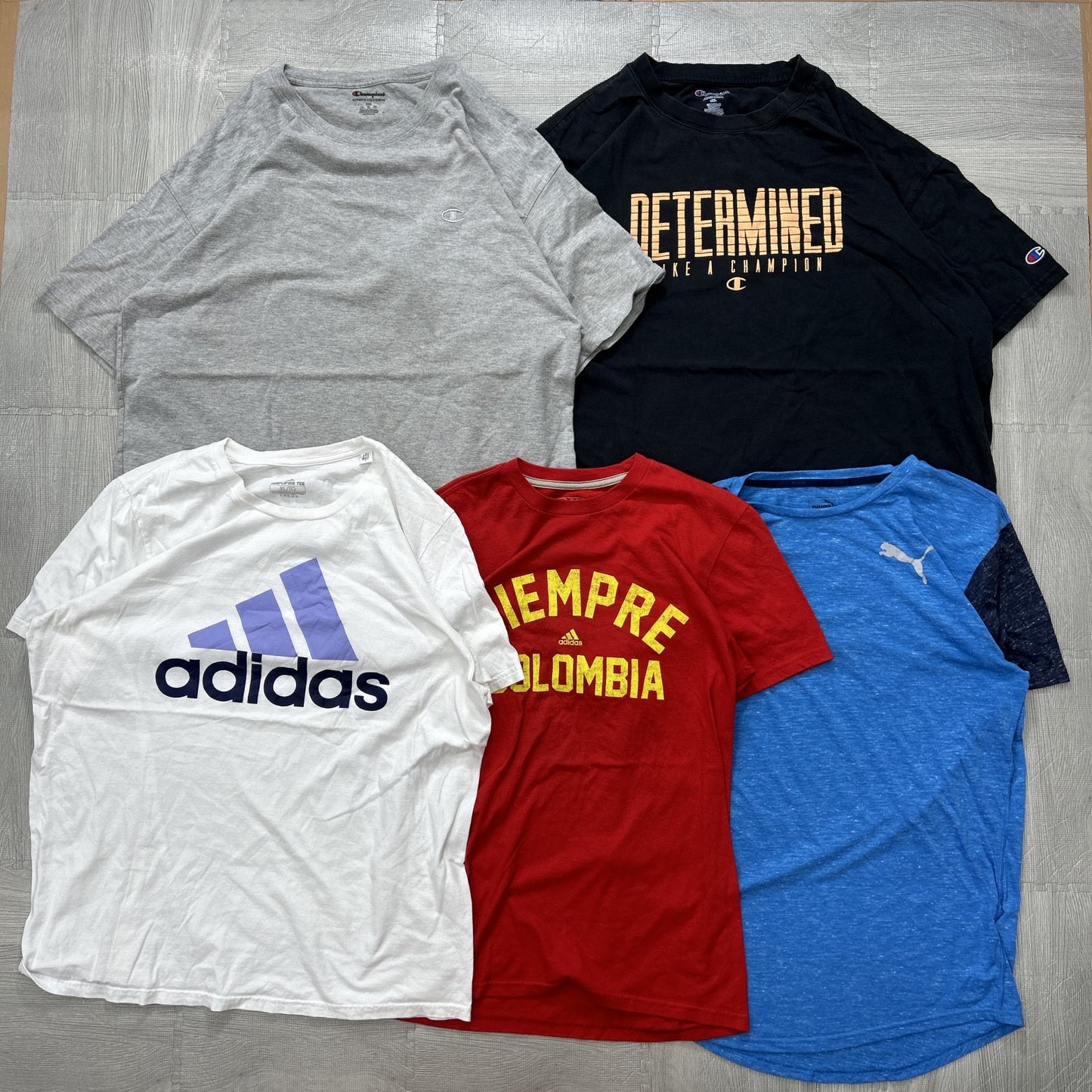 Used clothing wholesale, bulk sale, washed, mixed sports brand short-sleeve T-shirts, 20-piece set (M-4XL), Nike, Adidas, etc.