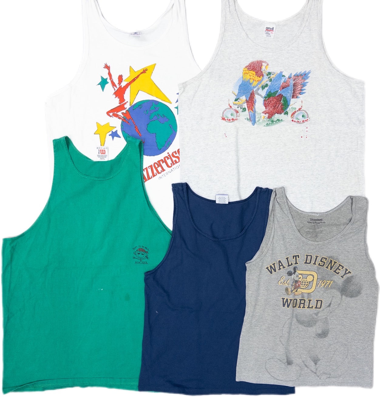 Used clothing wholesale, bulk sale, washed, 20-piece set of 90s mixed-brand tank tops (S-XXXL) from Champion, Russell, etc.
