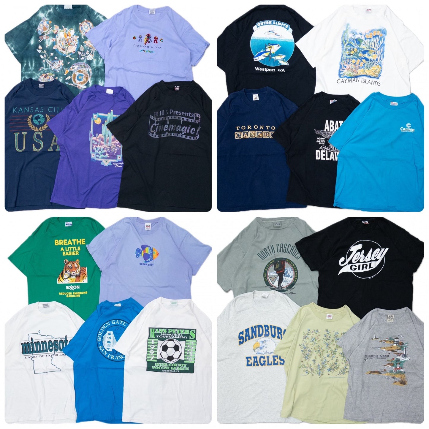 Used clothing wholesale bulk sale: Washed 90s single-stitch short-sleeve colored T-shirts, set of 20 (M-XL)