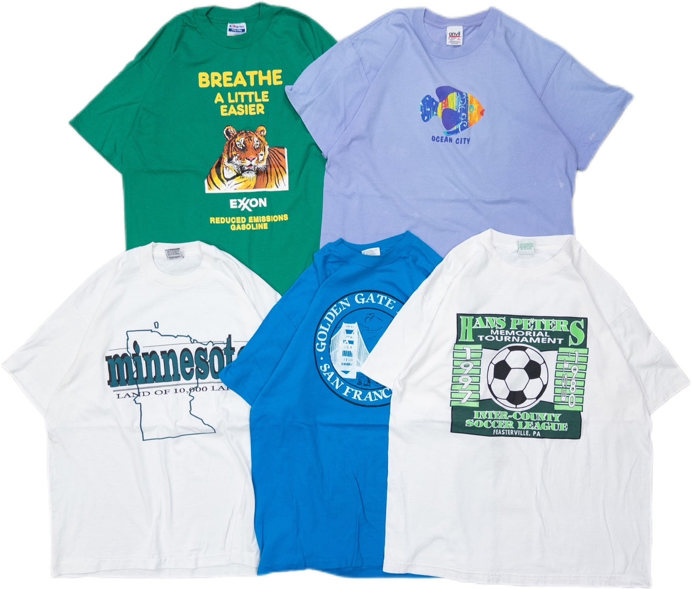 Used clothing wholesale bulk sale: Washed 90s single-stitch short-sleeve colored T-shirts, set of 20 (M-XL)