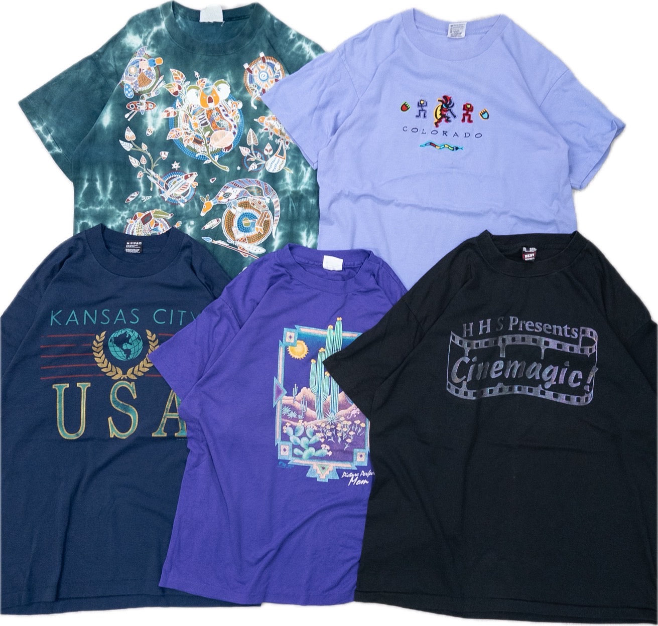 Used clothing wholesale bulk sale: Washed 90s single-stitch short-sleeve colored T-shirts, set of 20 (M-XL)