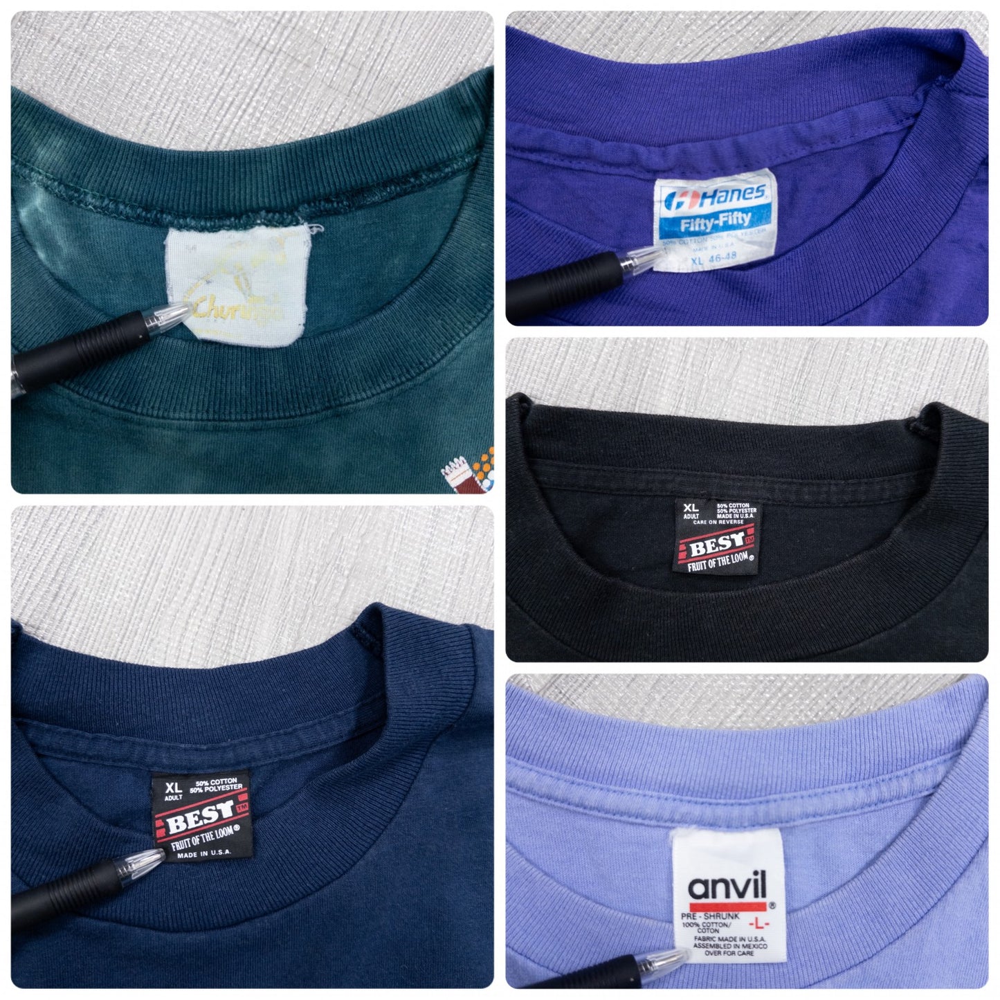 Used clothing wholesale bulk sale: Washed 90s single-stitch short-sleeve colored T-shirts, set of 20 (M-XL)