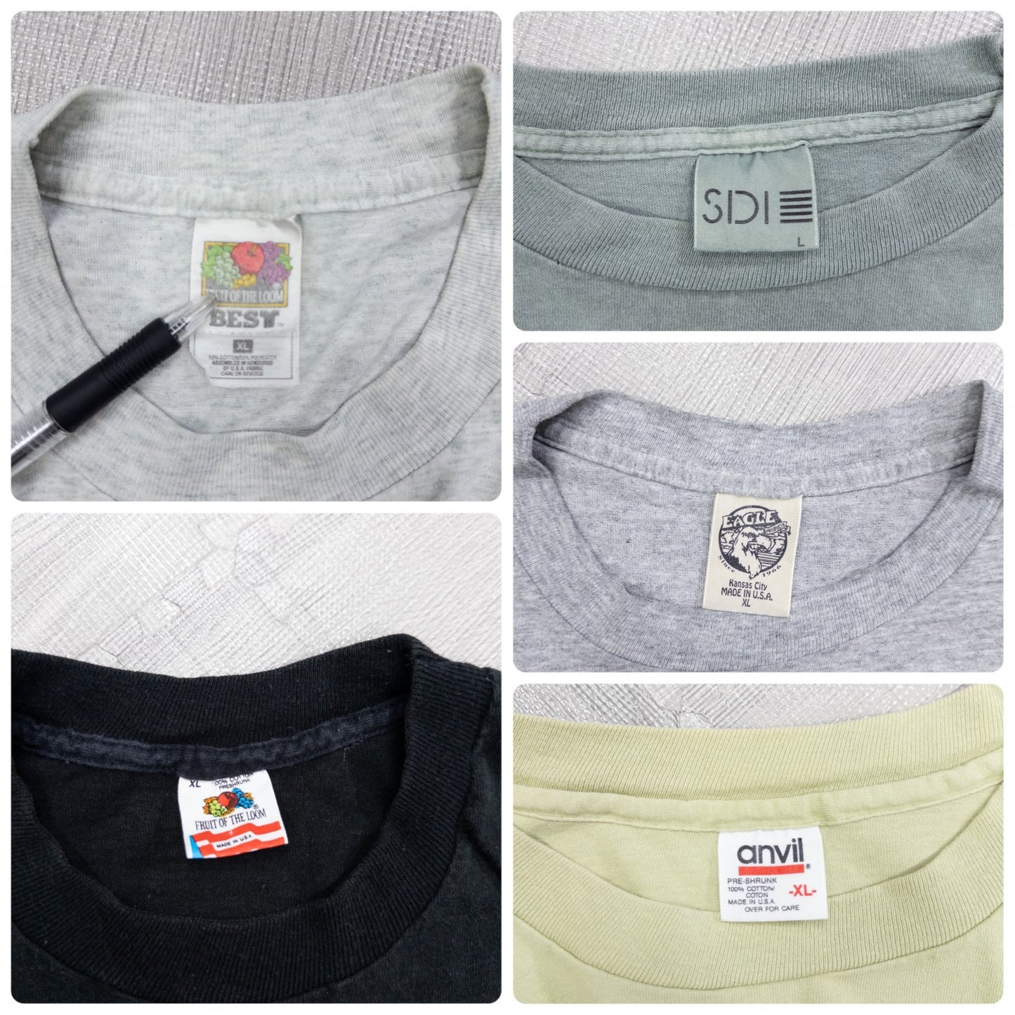 Used clothing wholesale bulk sale: Washed 90s single-stitch short-sleeve colored T-shirts, set of 20 (M-XL)