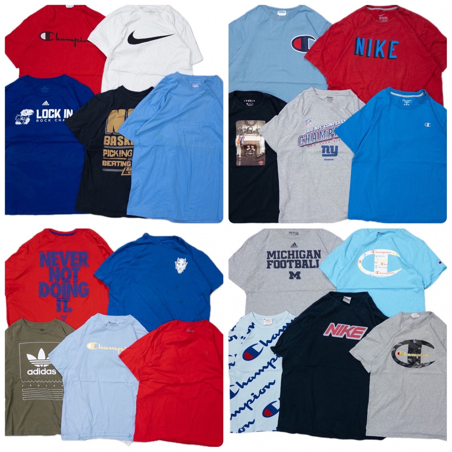 Used clothing wholesale, bulk sale, washed, mixed sports brand short-sleeve T-shirts, 20-count (S-XXL), Adidas, Nike, etc.