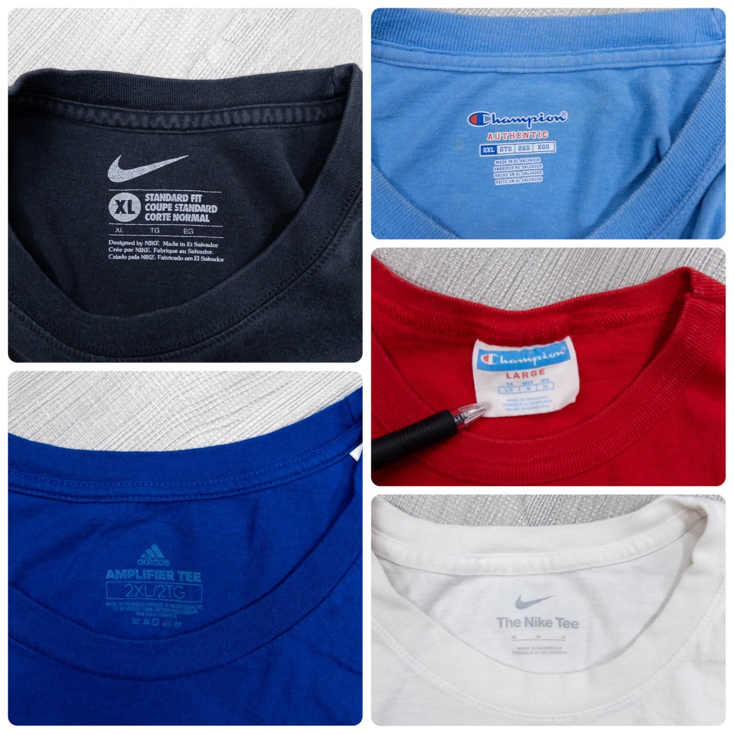 Used clothing wholesale, bulk sale, washed, mixed sports brand short-sleeve T-shirts, 20-count (S-XXL), Adidas, Nike, etc.