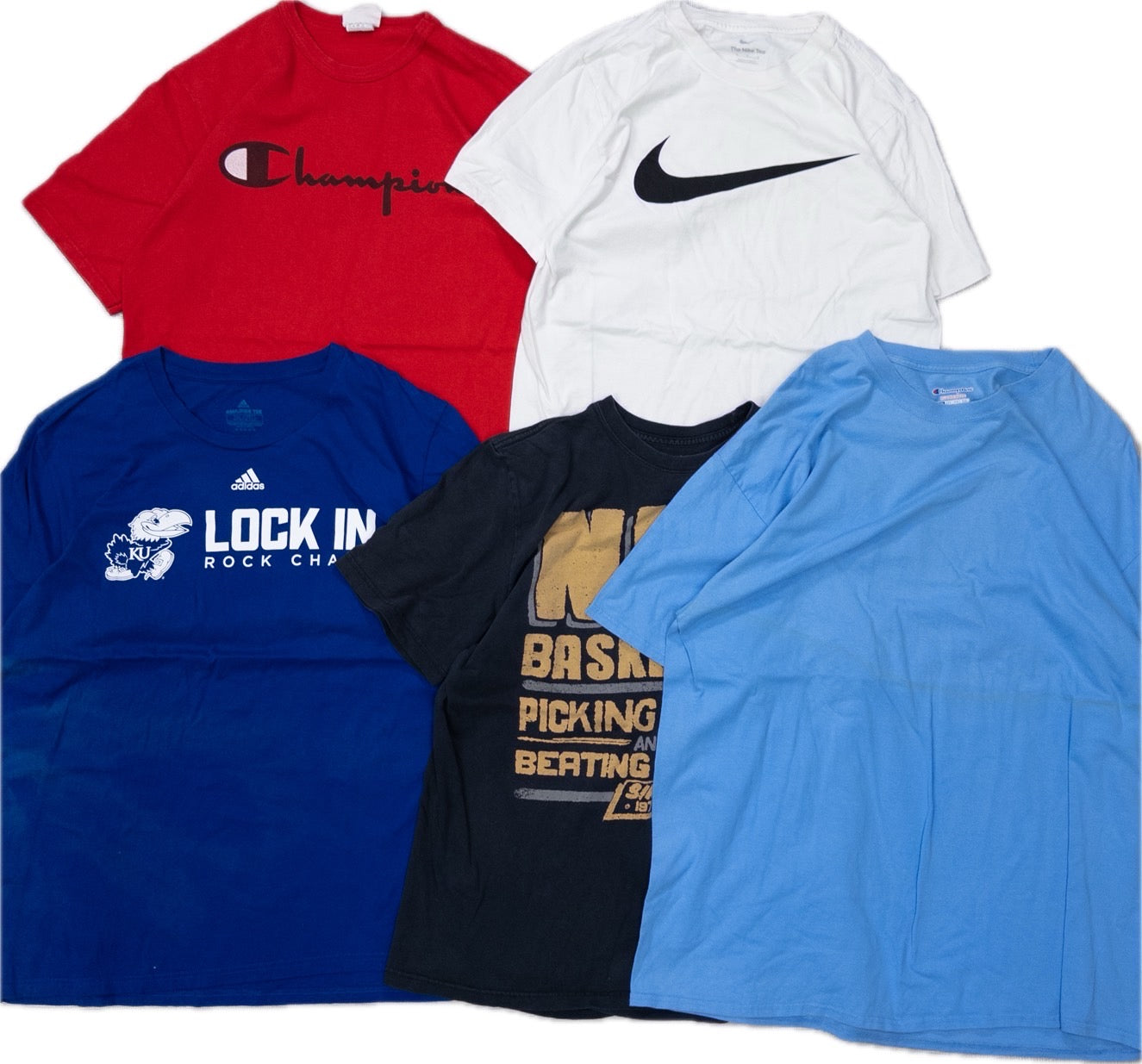 Used clothing wholesale, bulk sale, washed, mixed sports brand short-sleeve T-shirts, 20-count (S-XXL), Adidas, Nike, etc.
