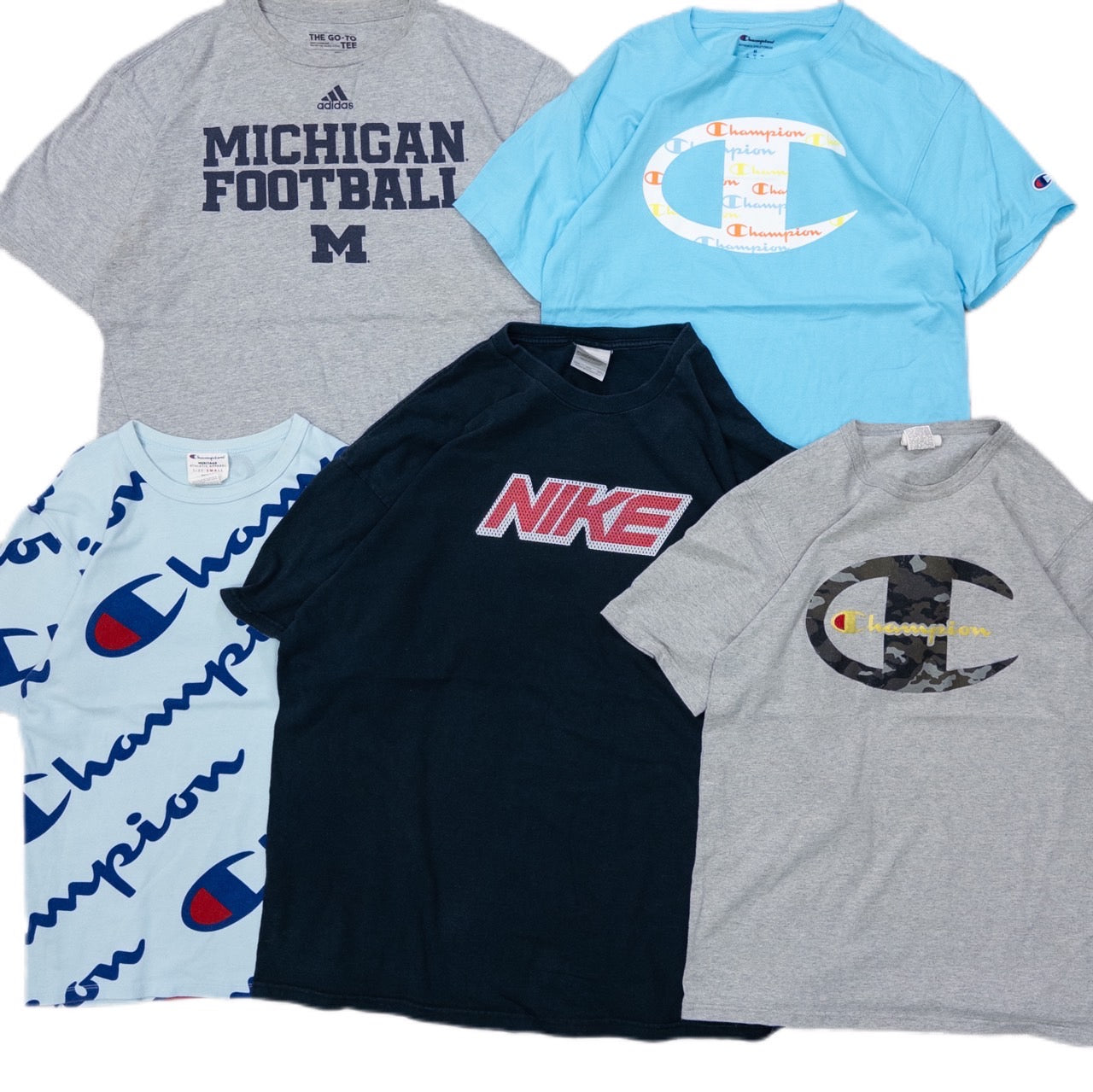 Used clothing wholesale, bulk sale, washed, mixed sports brand short-sleeve T-shirts, 20-count (S-XXL), Adidas, Nike, etc.