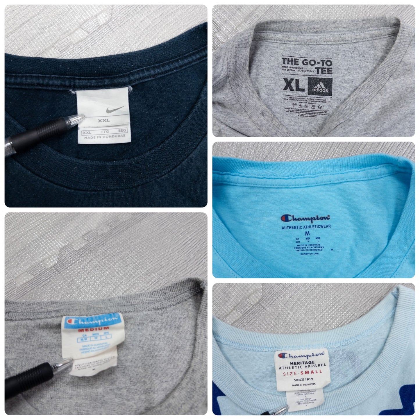 Used clothing wholesale, bulk sale, washed, mixed sports brand short-sleeve T-shirts, 20-count (S-XXL), Adidas, Nike, etc.