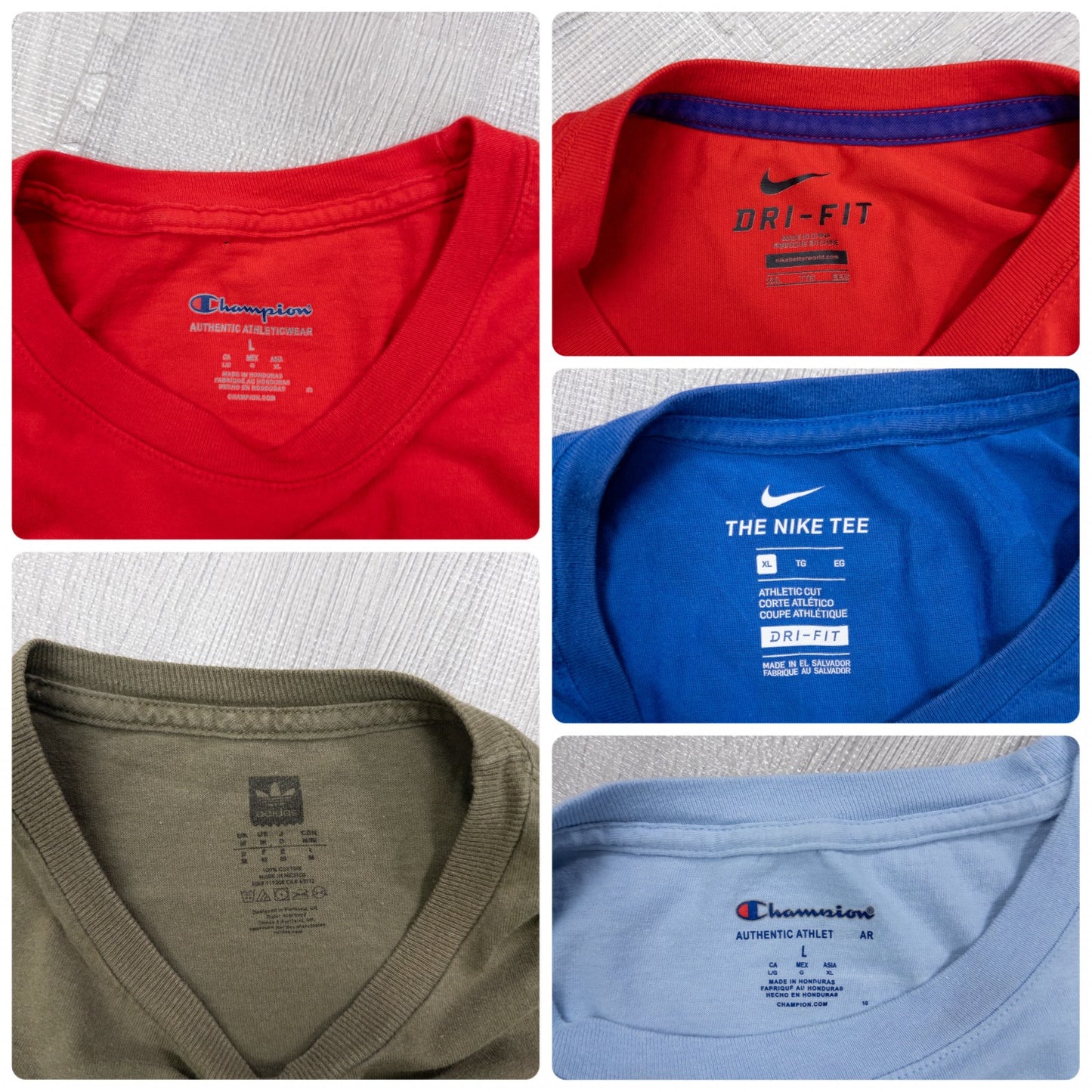 Used clothing wholesale, bulk sale, washed, mixed sports brand short-sleeve T-shirts, 20-count (S-XXL), Adidas, Nike, etc.