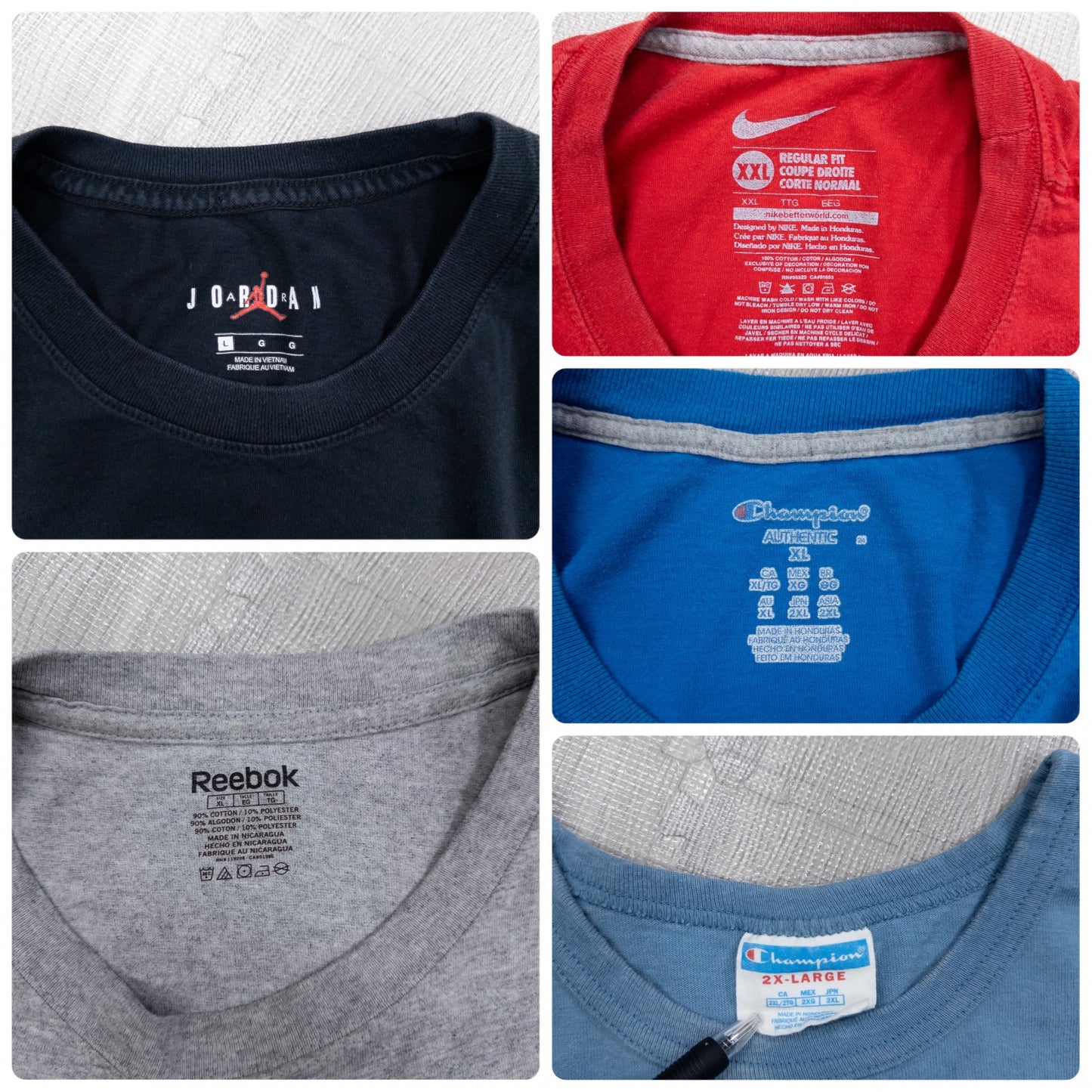 Used clothing wholesale, bulk sale, washed, mixed sports brand short-sleeve T-shirts, 20-count (S-XXL), Adidas, Nike, etc.