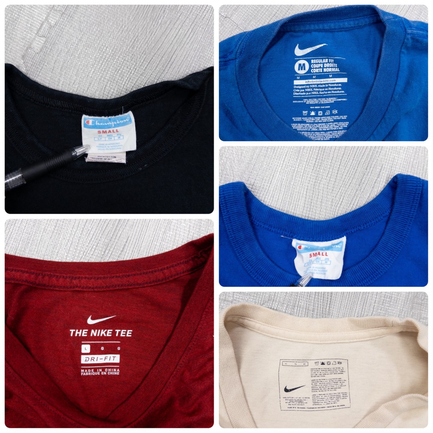 Used Clothing Wholesale: Bulk Sale of Washed Short Sleeve T-Shirts (20-Count, Mixed Sports Brands) (S-XXL) Nike, Adidas, Champion, etc.