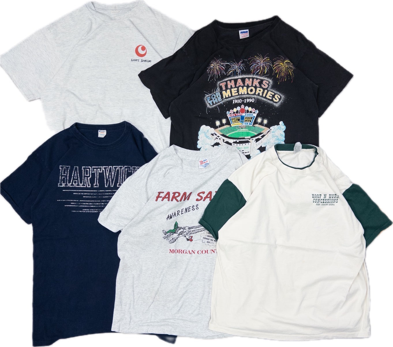 Used clothing wholesale bulk sale: Washed 90s single-stitch colored short-sleeve T-shirts, set of 20 (M-XXL)