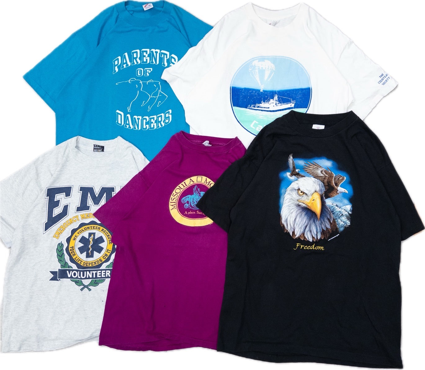 Used clothing wholesale bulk sale: Washed 90s single-stitch colored short-sleeve T-shirts, set of 20 (M-XXL)
