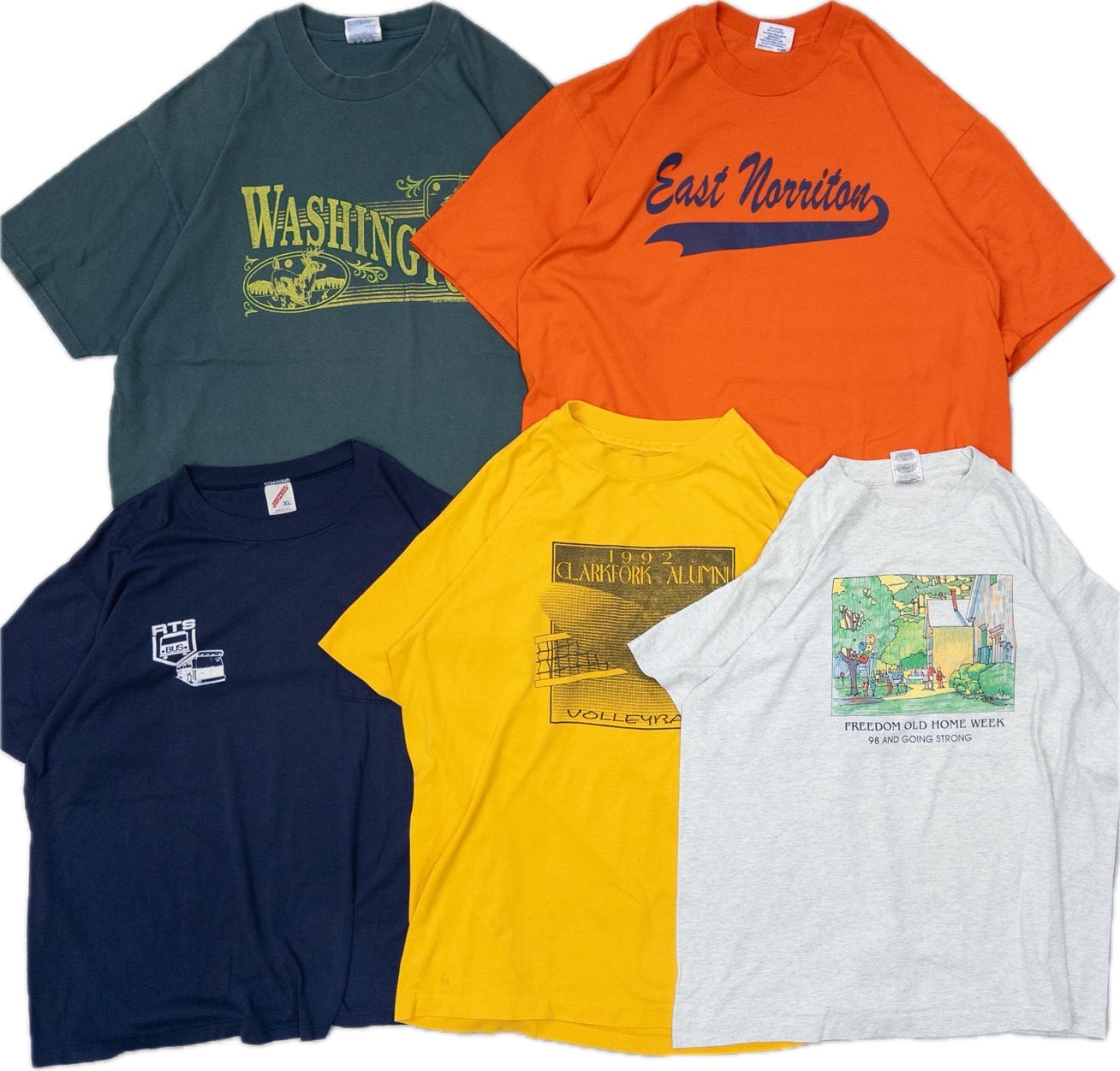 Used clothing wholesale bulk sale: Washed 90s single-stitch colored short-sleeve T-shirts, set of 20 (M-XXL)