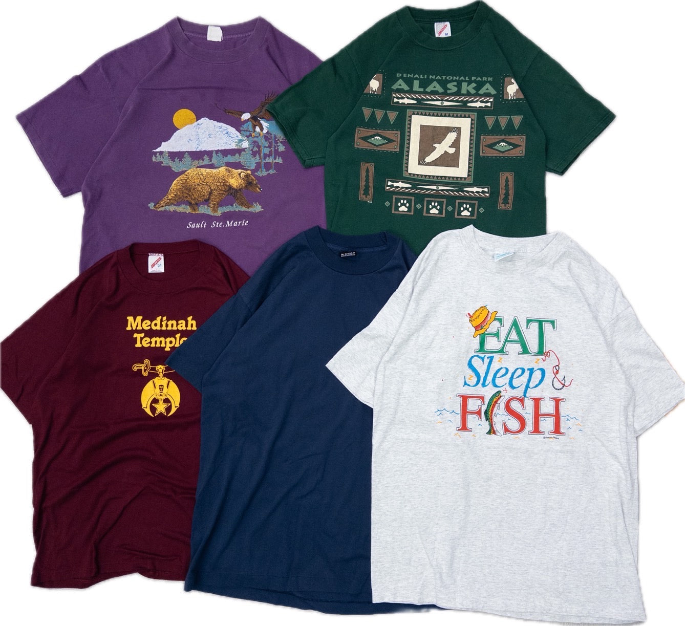 Used clothing wholesale bulk sale: Washed 90s single-stitch colored short-sleeve T-shirts, set of 20 (M-XXL)