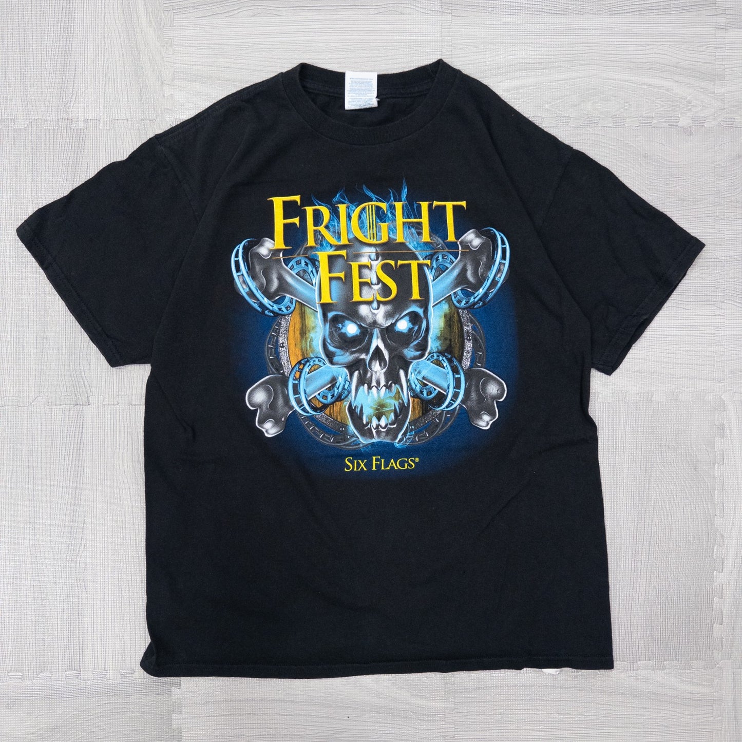 Used clothing wholesale bulk sale, washed skull print short sleeve t-shirts, 12-count (S-XXL)