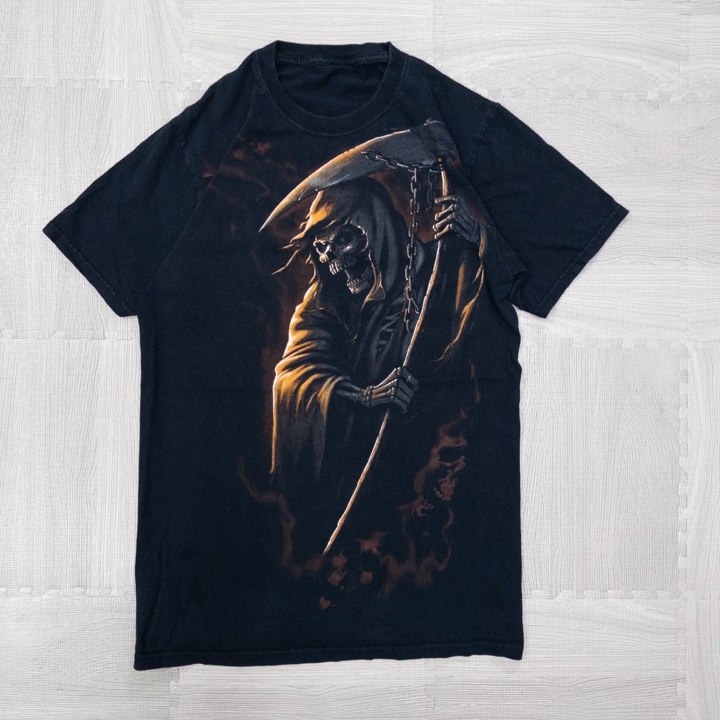 Used clothing wholesale bulk sale, washed skull print short sleeve t-shirts, 12-count (S-XXL)