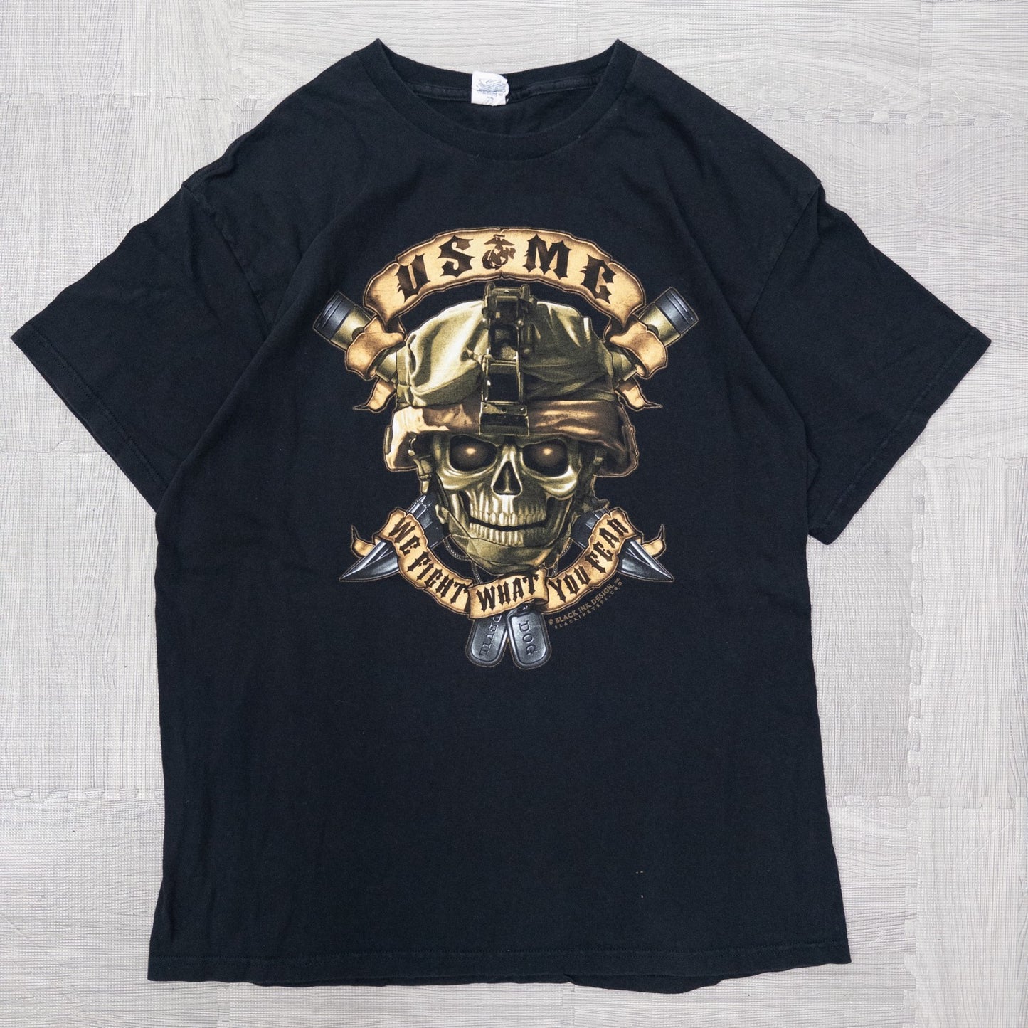 Used clothing wholesale bulk sale, washed skull print short sleeve t-shirts, 12-count (S-XXL)