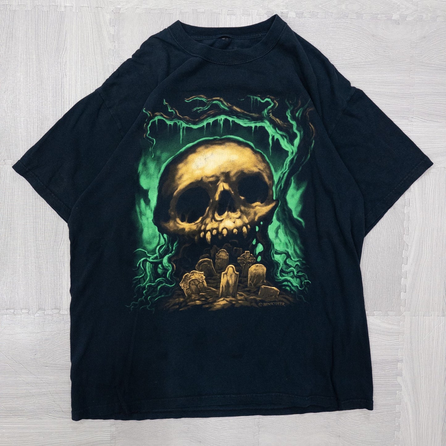 Used clothing wholesale bulk sale, washed skull print short sleeve t-shirts, 12-count (S-XXL)