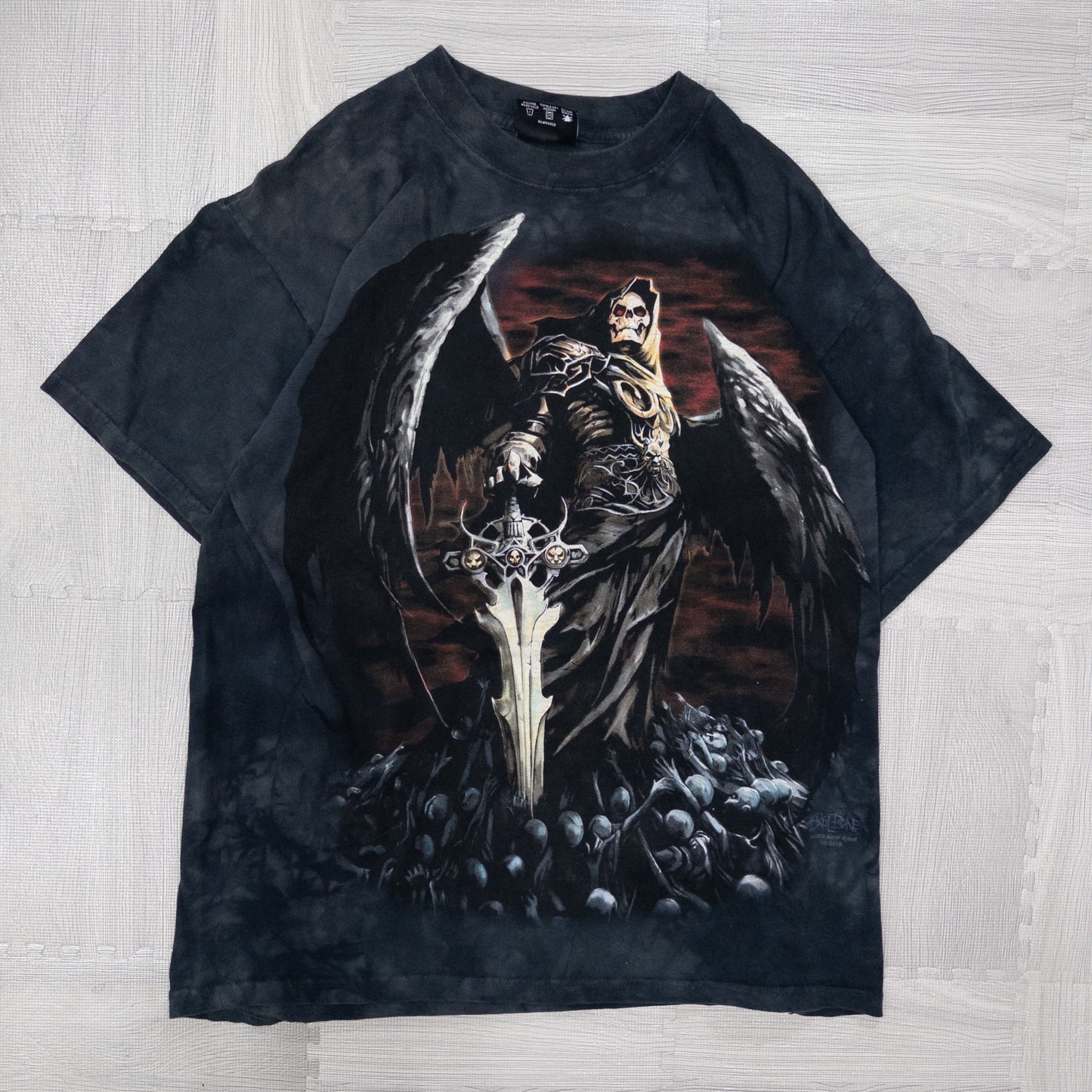 Used clothing wholesale bulk sale, washed skull print short sleeve t-shirts, 12-count (S-XXL)