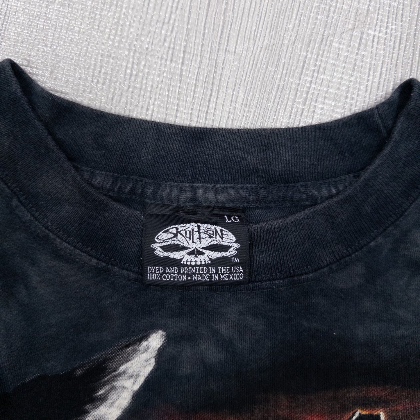 Used clothing wholesale bulk sale, washed skull print short sleeve t-shirts, 12-count (S-XXL)