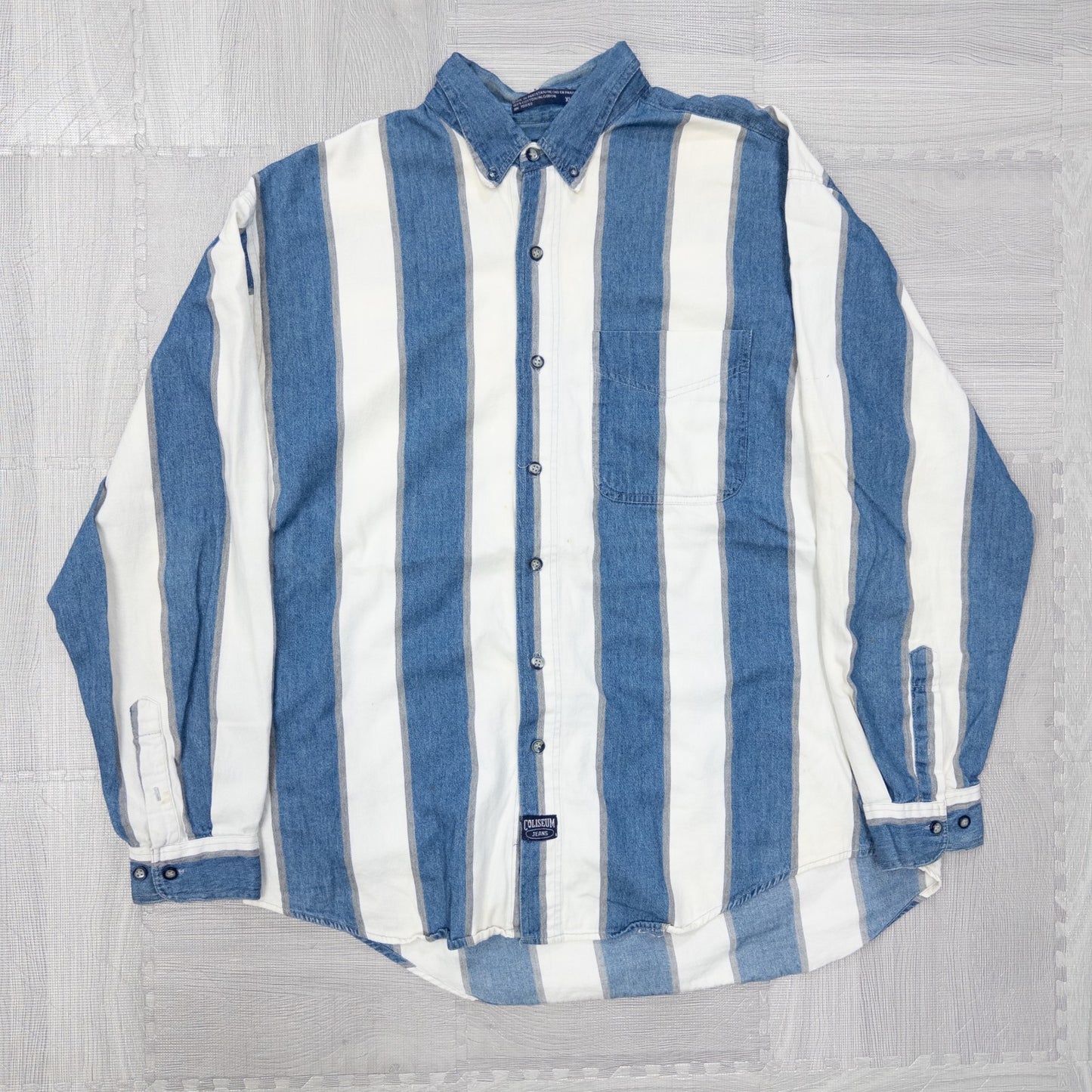 Used clothing wholesale, bulk sale, washed, mixed-brand striped shirts, 11-piece set (M-XXXL), Izod, Wrangler, etc.