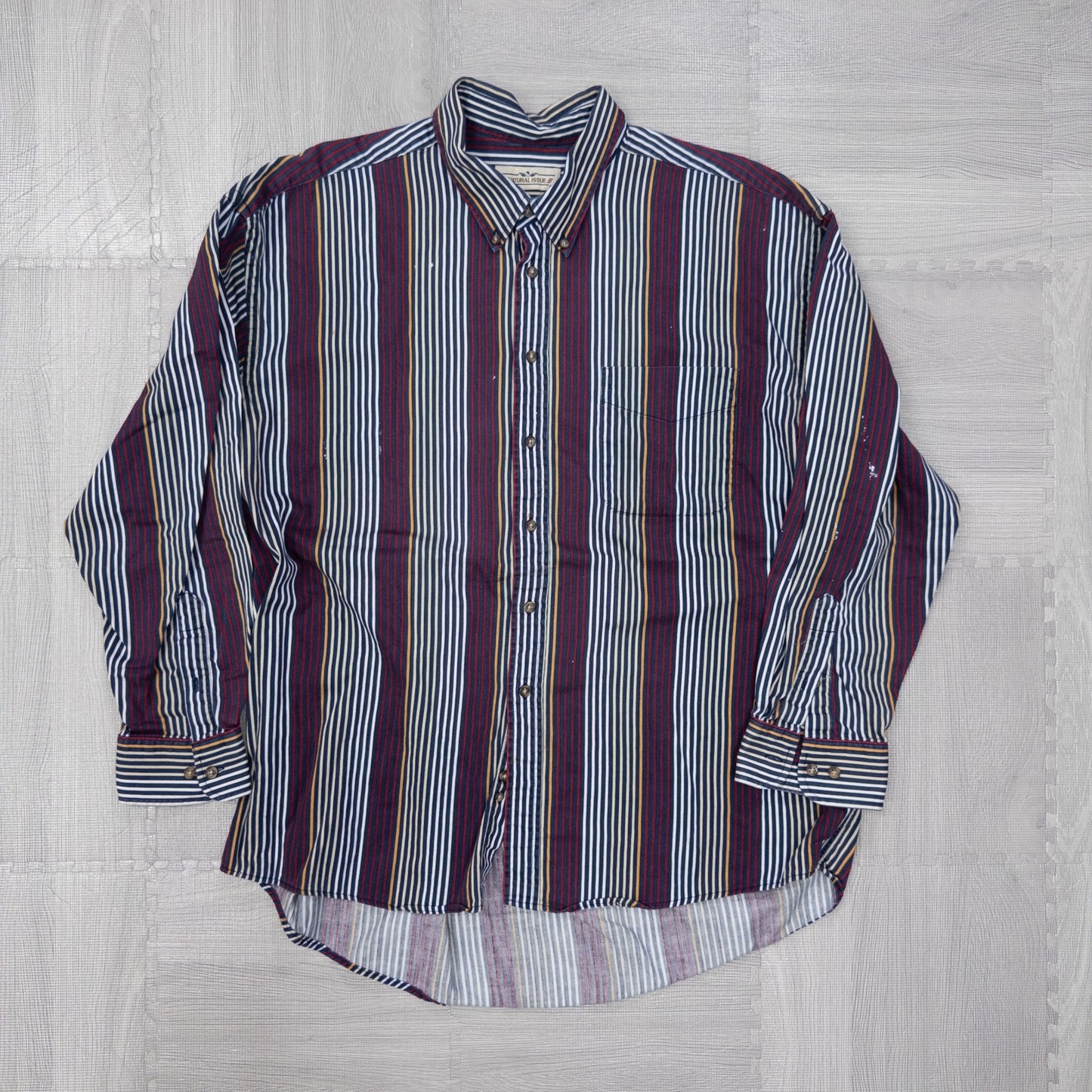 Used clothing wholesale, bulk sale, washed, mixed-brand striped shirts, 11-piece set (M-XXXL), Izod, Wrangler, etc.