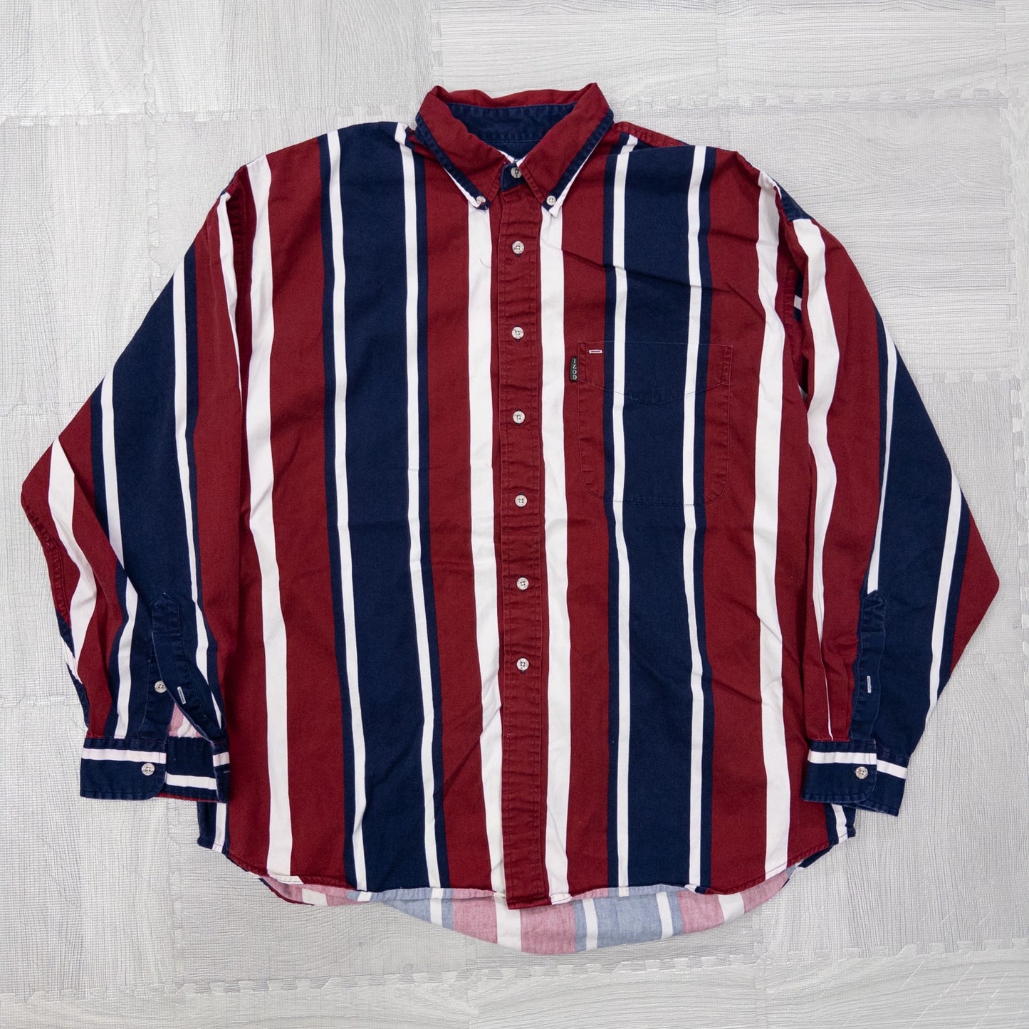 Used clothing wholesale, bulk sale, washed, mixed-brand striped shirts, 11-piece set (M-XXXL), Izod, Wrangler, etc.