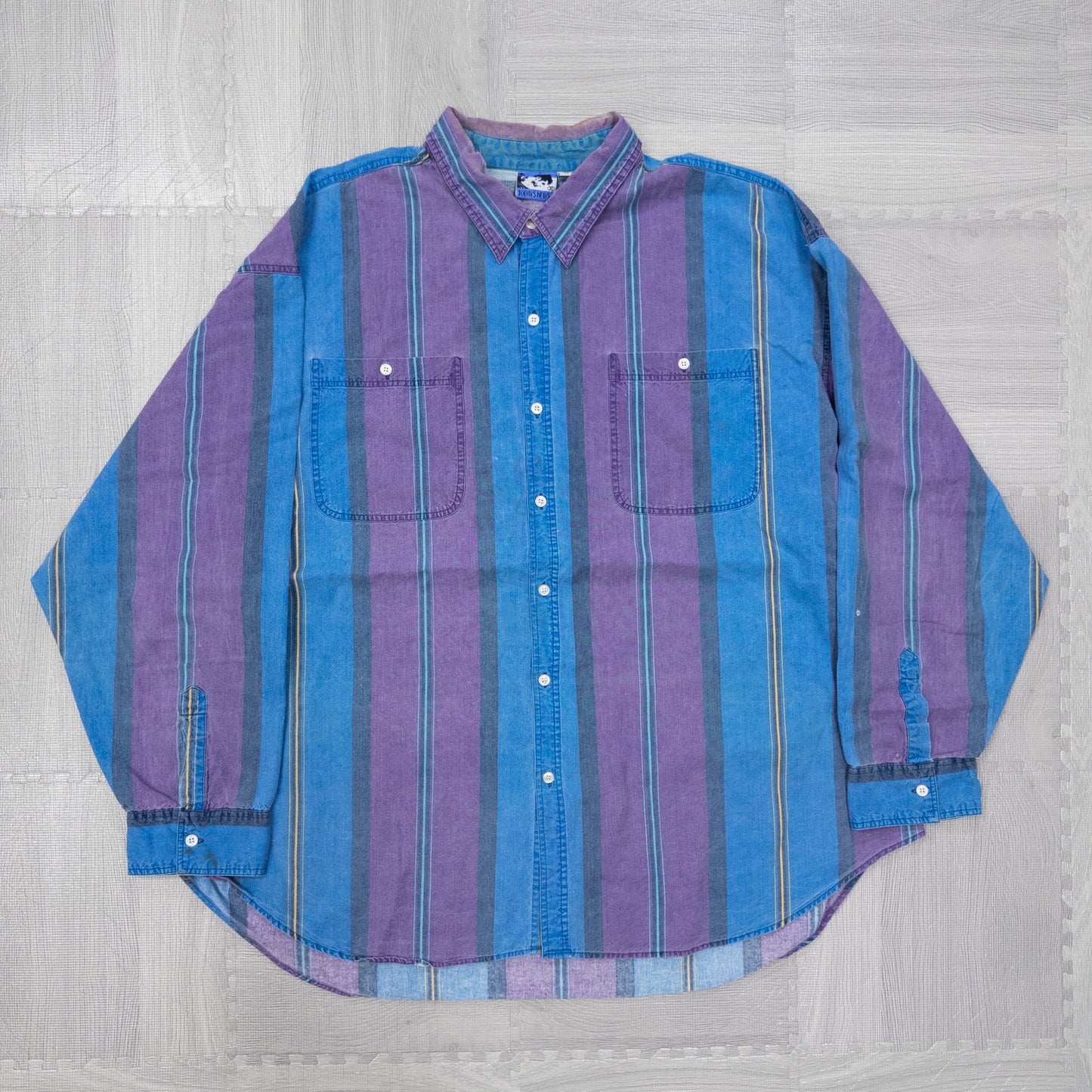 Used clothing wholesale, bulk sale, washed, mixed-brand striped shirts, 11-piece set (M-XXXL), Izod, Wrangler, etc.