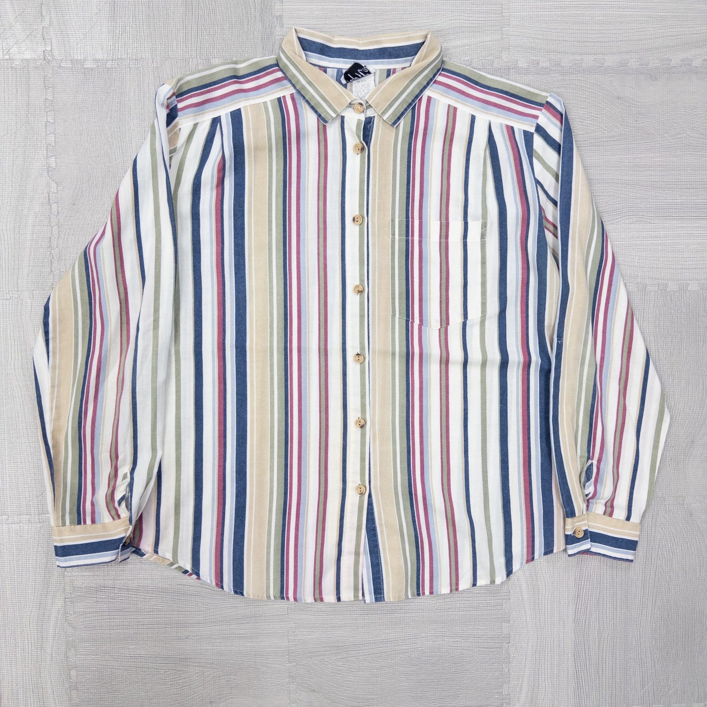 Used clothing wholesale, bulk sale, washed, mixed-brand striped shirts, 11-piece set (M-XXXL), Izod, Wrangler, etc.
