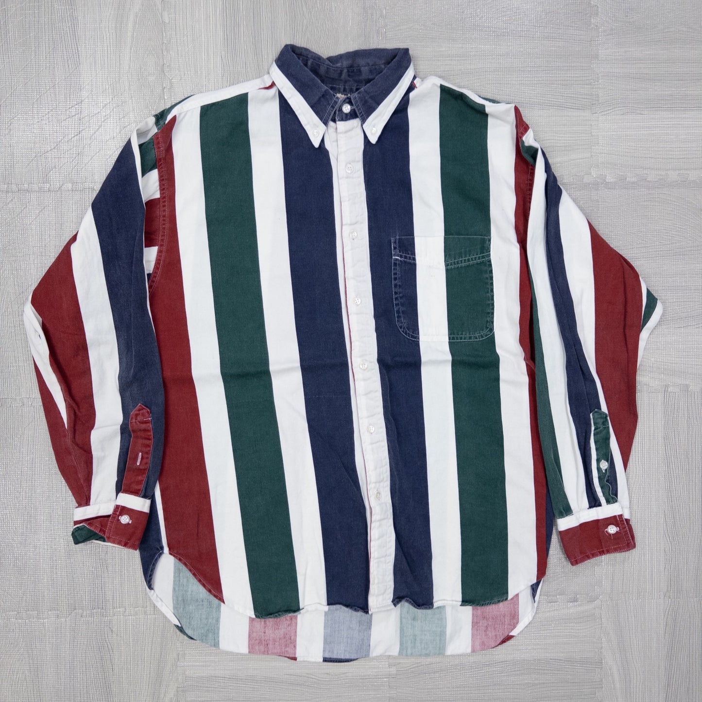 Used clothing wholesale, bulk sale, washed, mixed-brand striped shirts, 11-piece set (M-XXXL), Izod, Wrangler, etc.