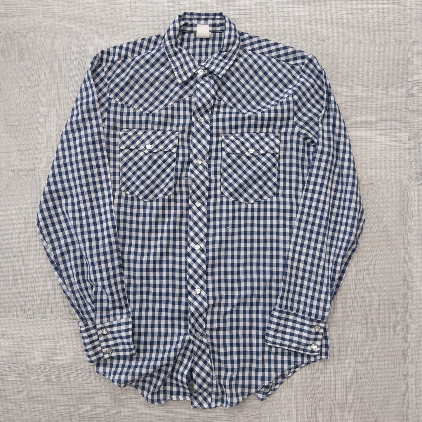 Used clothing wholesale, bulk sale, washed, mixed-brand long-sleeve western shirts, 15-piece set (M-XL), including Wrangler and Woolrich styles.
