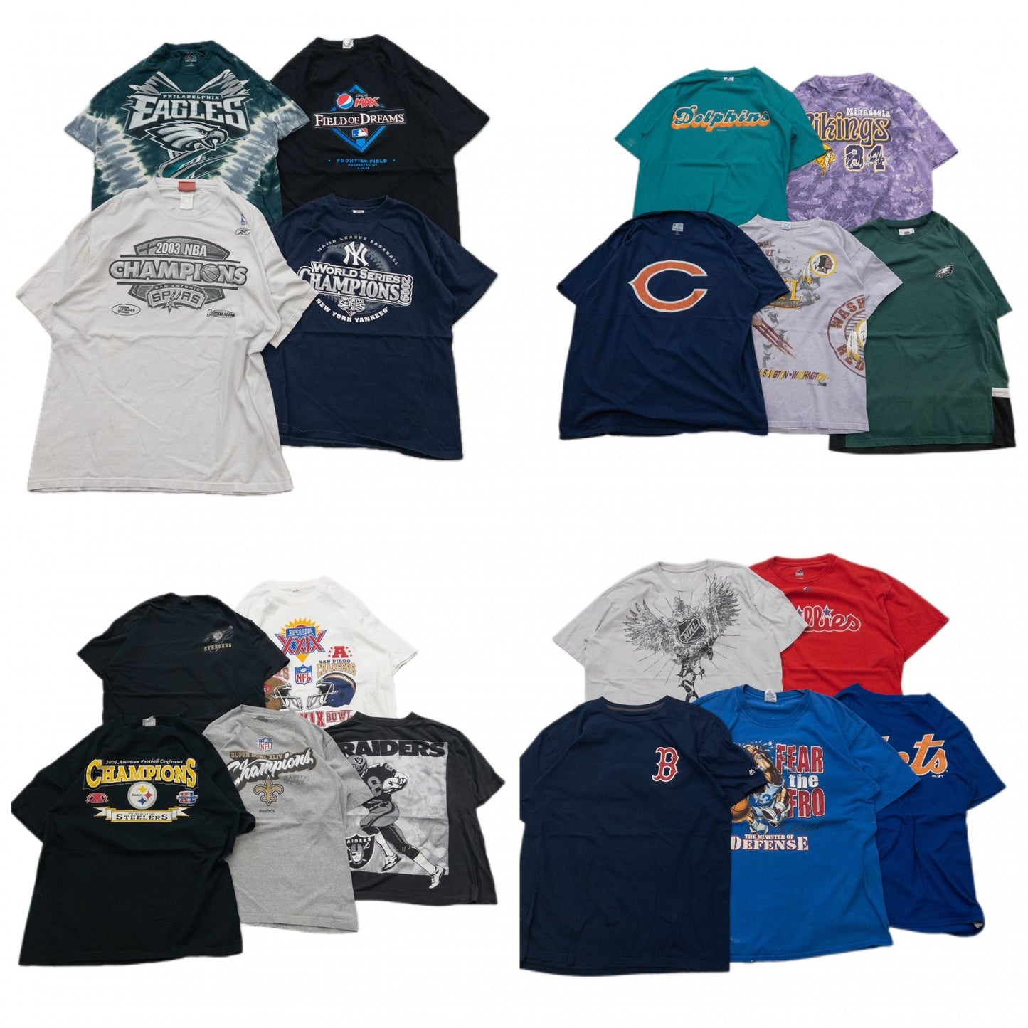 Used Clothing Wholesale Bulk Sale: Washed US Official Sports Team T-Shirts (19-Count, Sizes S-XXL)