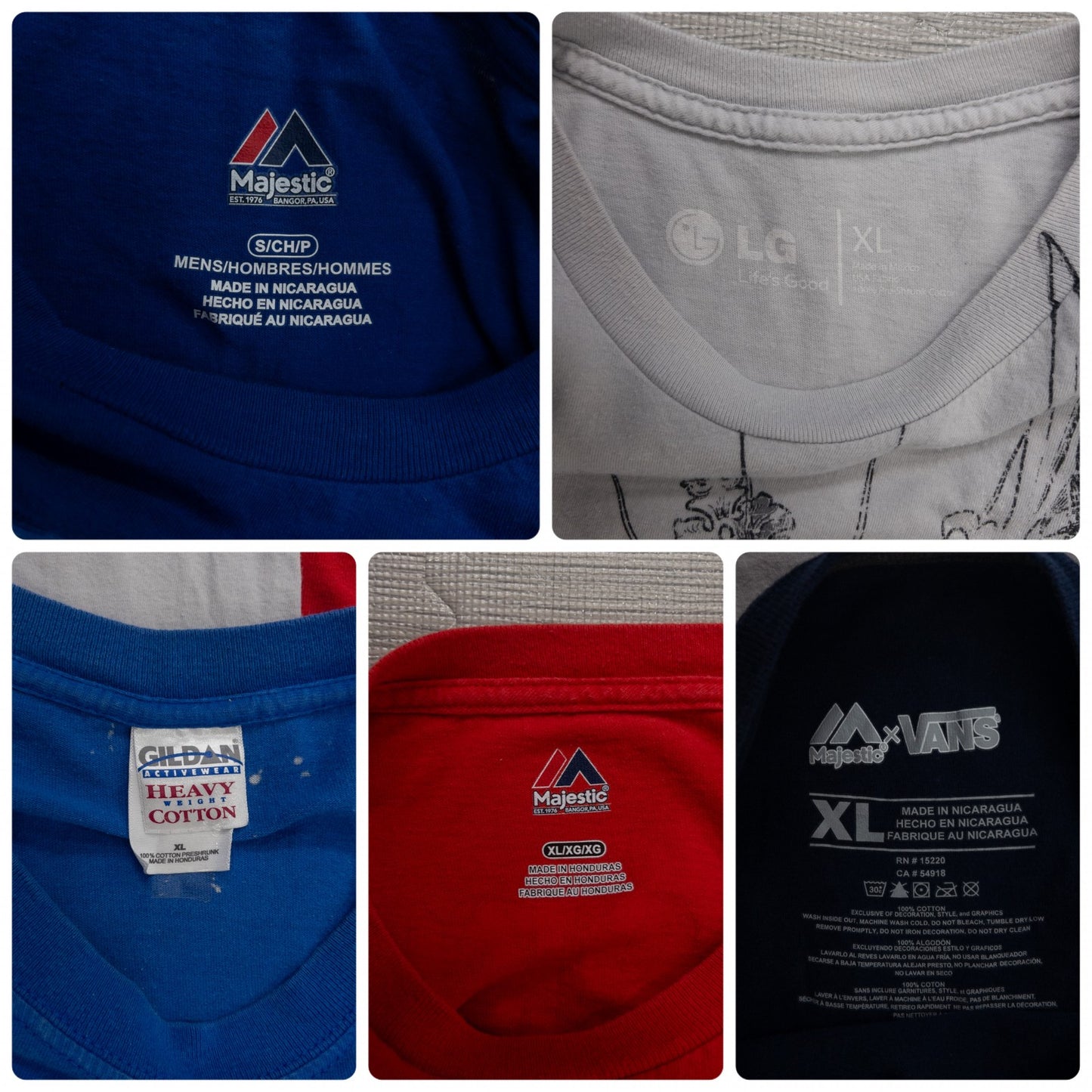 Used Clothing Wholesale Bulk Sale: Washed US Official Sports Team T-Shirts (19-Count, Sizes S-XXL)