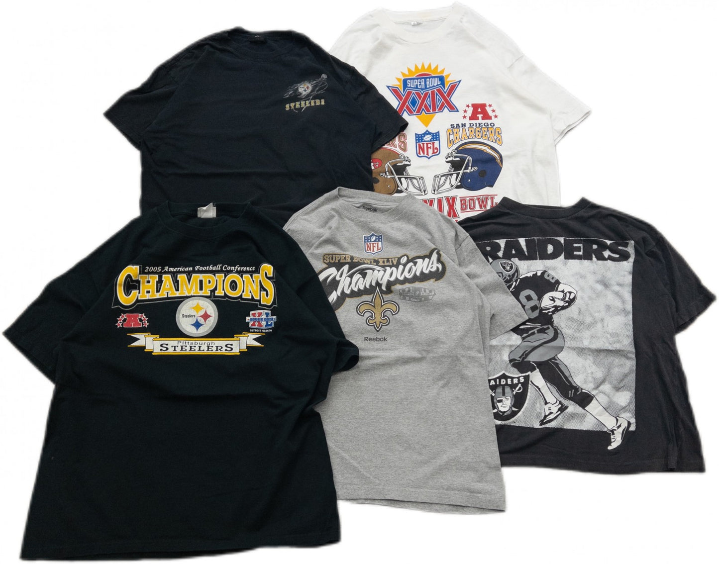 Used Clothing Wholesale Bulk Sale: Washed US Official Sports Team T-Shirts (19-Count, Sizes S-XXL)