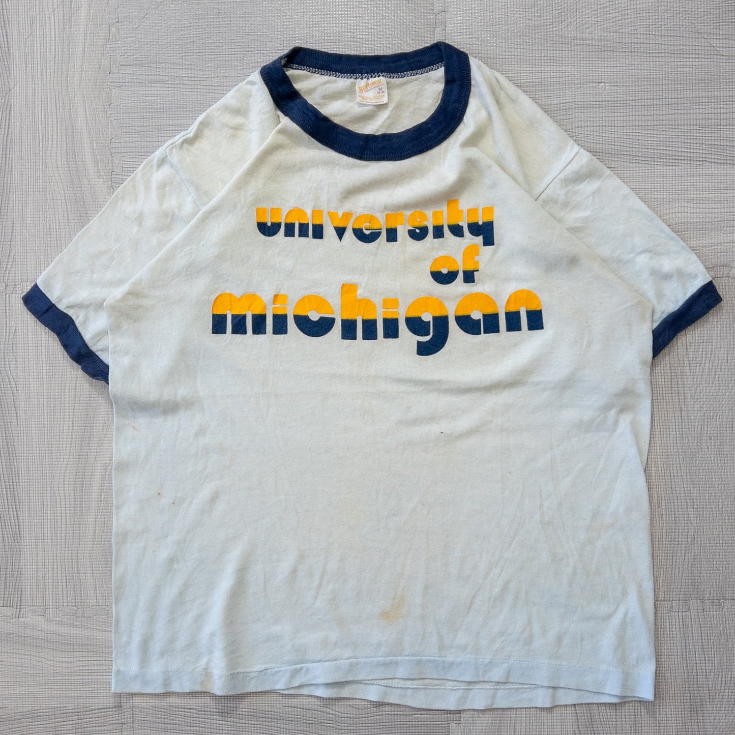 Used clothing wholesale bulk sale: Washed vintage Ringer T-shirts, 14-piece set (S-XL)