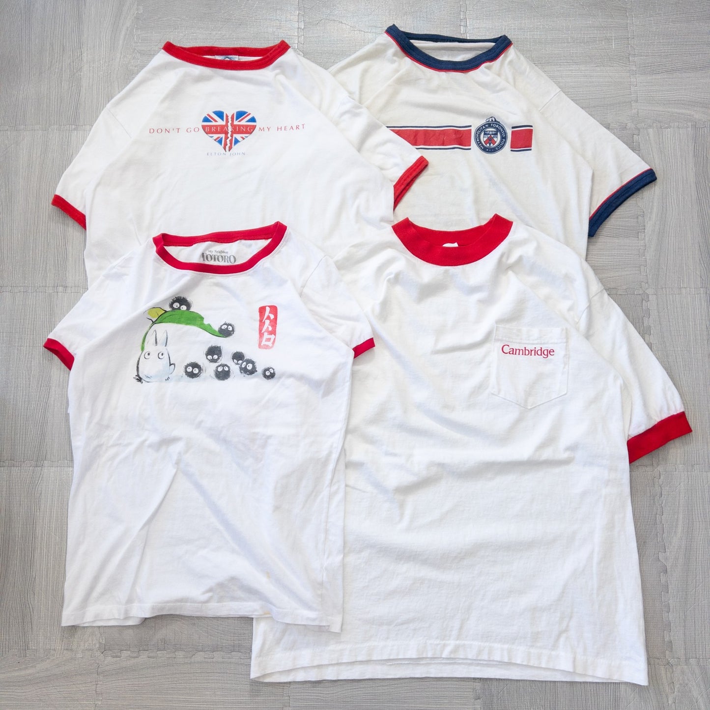 Used clothing wholesale bulk sale: Washed vintage Ringer T-shirts, 14-piece set (S-XL)