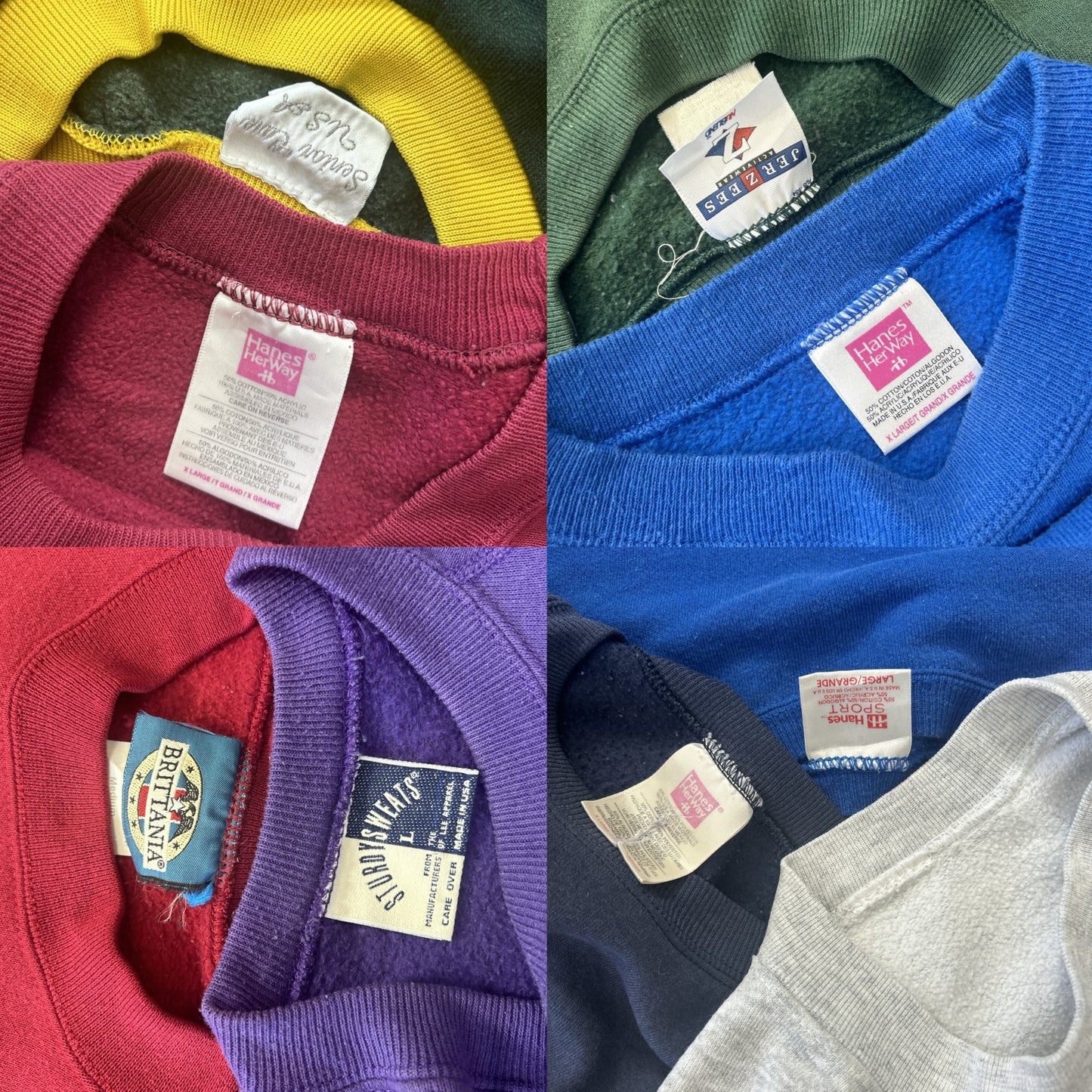 Wholesale Used Clothing, Bulk Sale, Washed 90s Solid Color Sweatshirts, Set of 9 (M-XL)