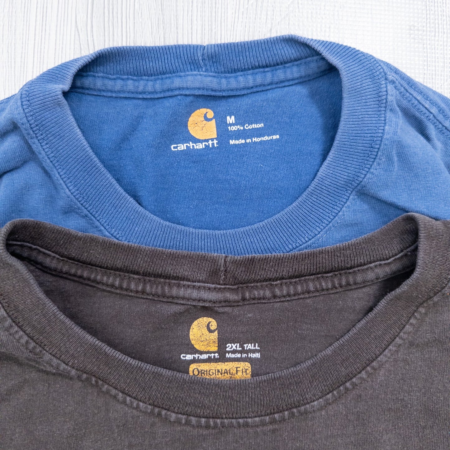 Used Carhartt T-shirts, 7-piece set (M-XXL) - Bulk sale, washed.
