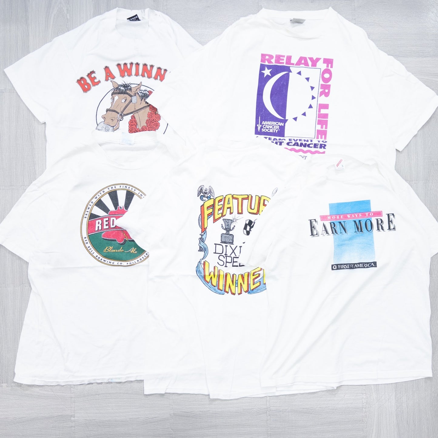 Used clothing wholesale bulk sale: Washed 90s stained white and gray T-shirts, set of 20 (L-XXL)