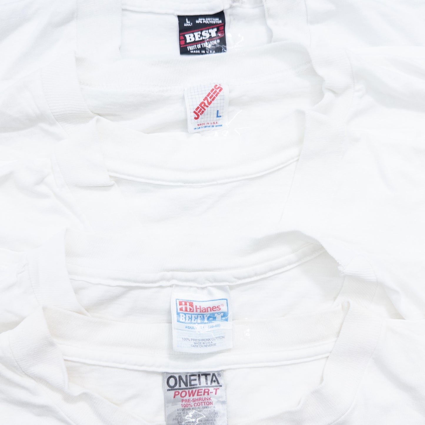 Used clothing wholesale bulk sale: Washed 90s stained white and gray T-shirts, set of 20 (L-XXL)