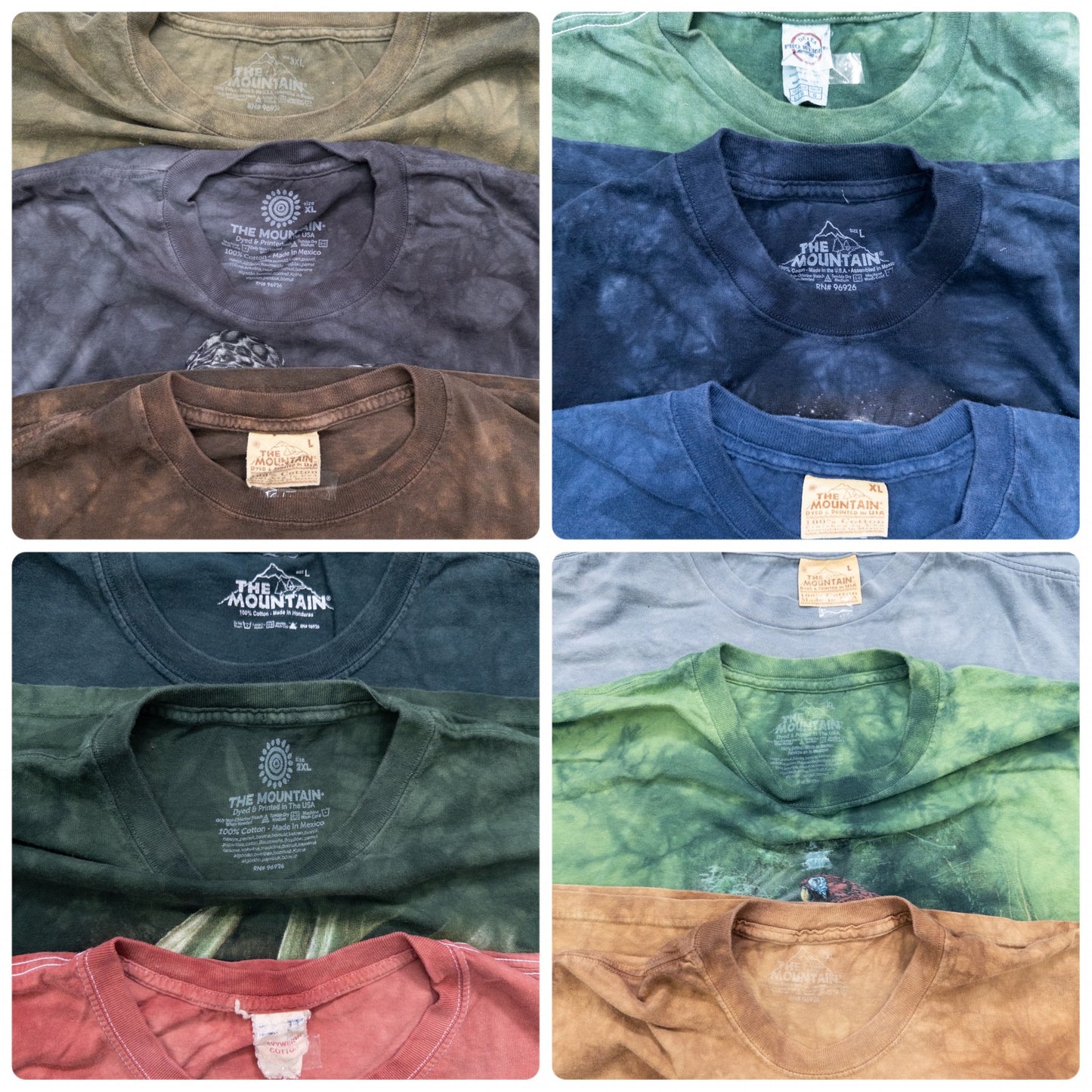 Used clothing wholesale bulk sale, washed mountain t-shirts, 12-count (L-XXXL)