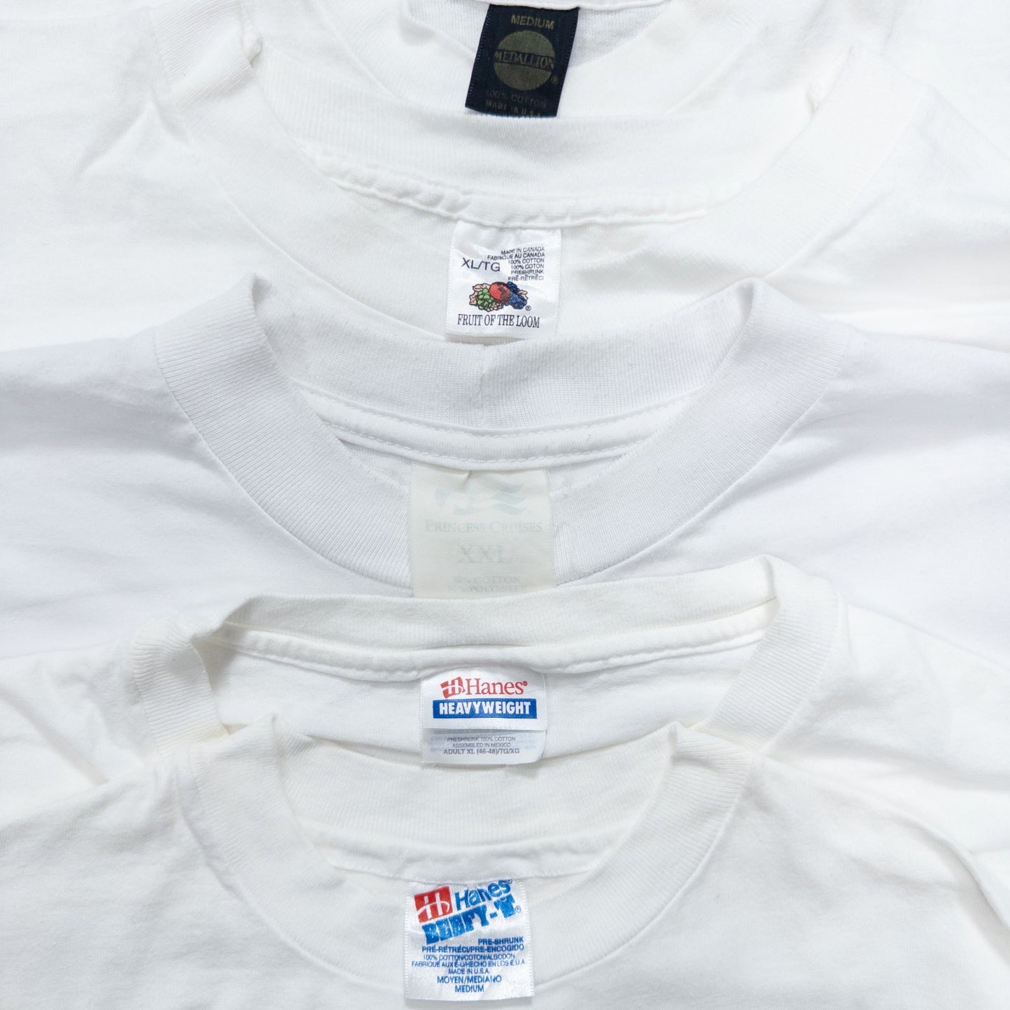 Wholesale Used Clothing, Bulk Sale, Washed 90s White and Gray T-Shirts, Set of 20 (M-XXL)