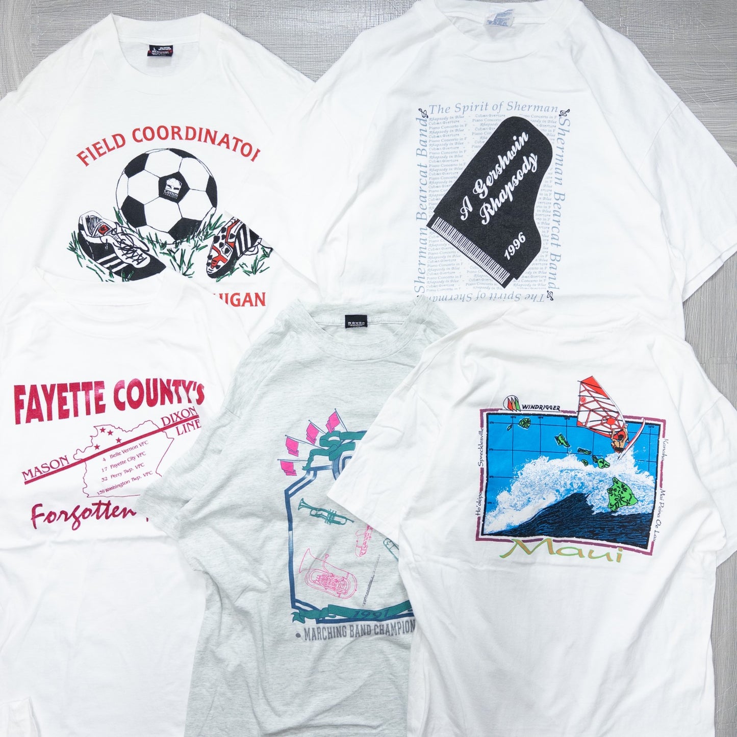 Wholesale Used Clothing, Bulk Sale, Washed 90s White and Gray T-Shirts, Set of 20 (M-XL)