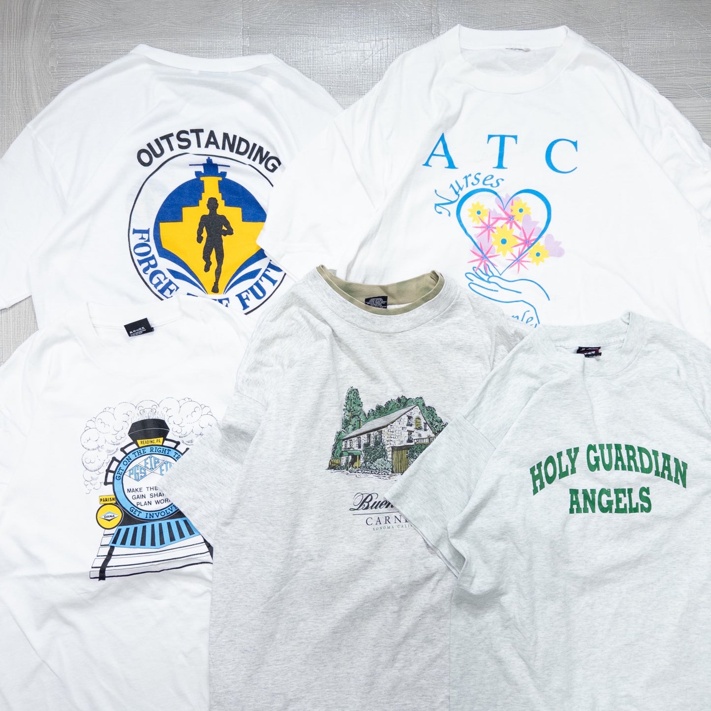 Wholesale Used Clothing, Bulk Sale, Washed 90s White and Gray T-Shirts, Set of 20 (M-XXL)