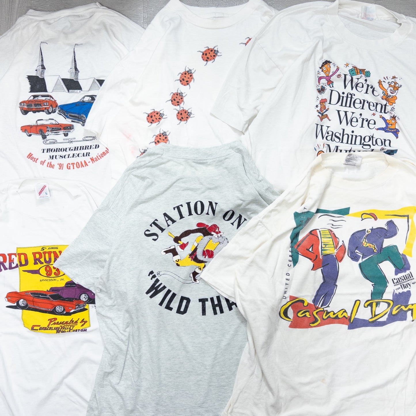 Wholesale Used Clothing, Bulk Sale, Washed 90s Stained White T-Shirts, Set of 25 (M-XL)