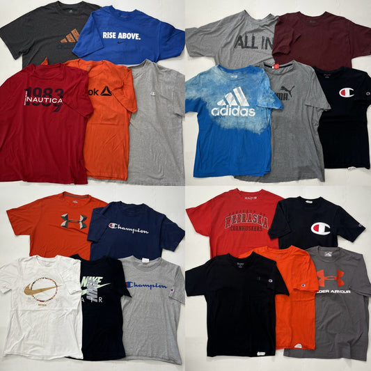 Used clothing wholesale, bulk sale, washed, mixed sports brand short-sleeve T-shirts, 20-count (S-XXL), including Nike, Champion, etc.
