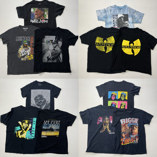 Used clothing wholesale, bulk sale, washed hip-hop artist t-shirts, 12-piece set (S-XXL)