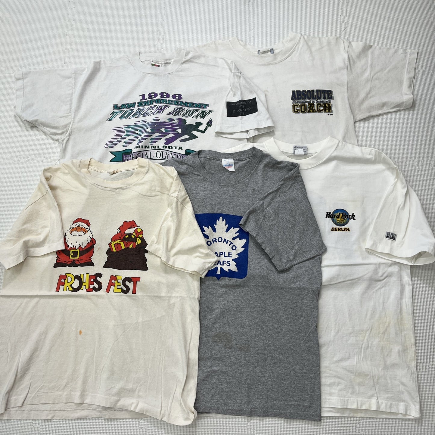古着卸 現物まとめ売り 洗濯済み 90s シミあり白Tシャツ 20枚セット(M-XL)