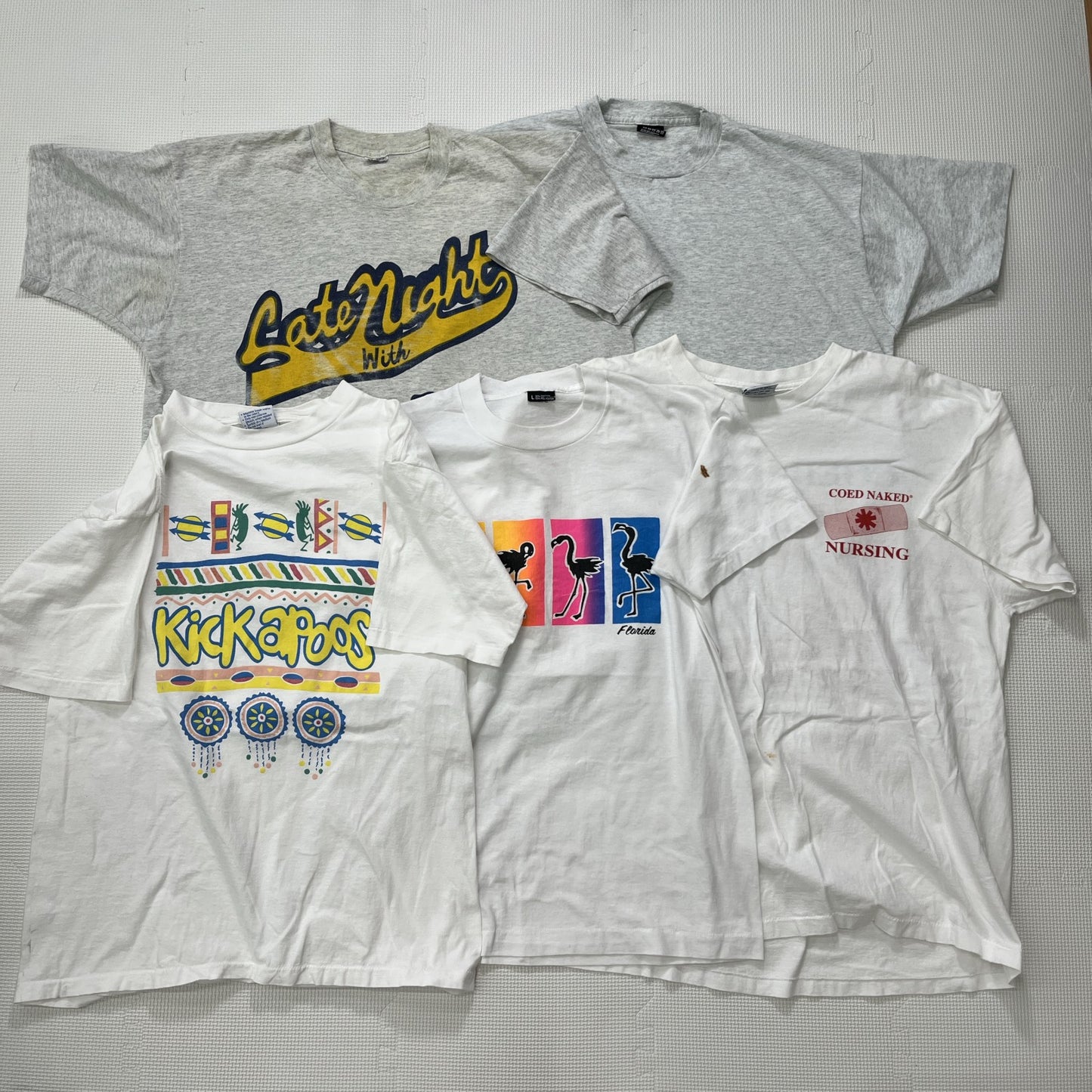 古着卸 現物まとめ売り 洗濯済み 90s シミあり白Tシャツ 20枚セット(M-XL)